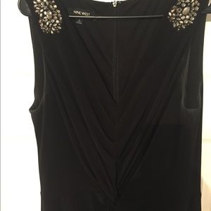 Nine West Embellished Black Jumpsuit